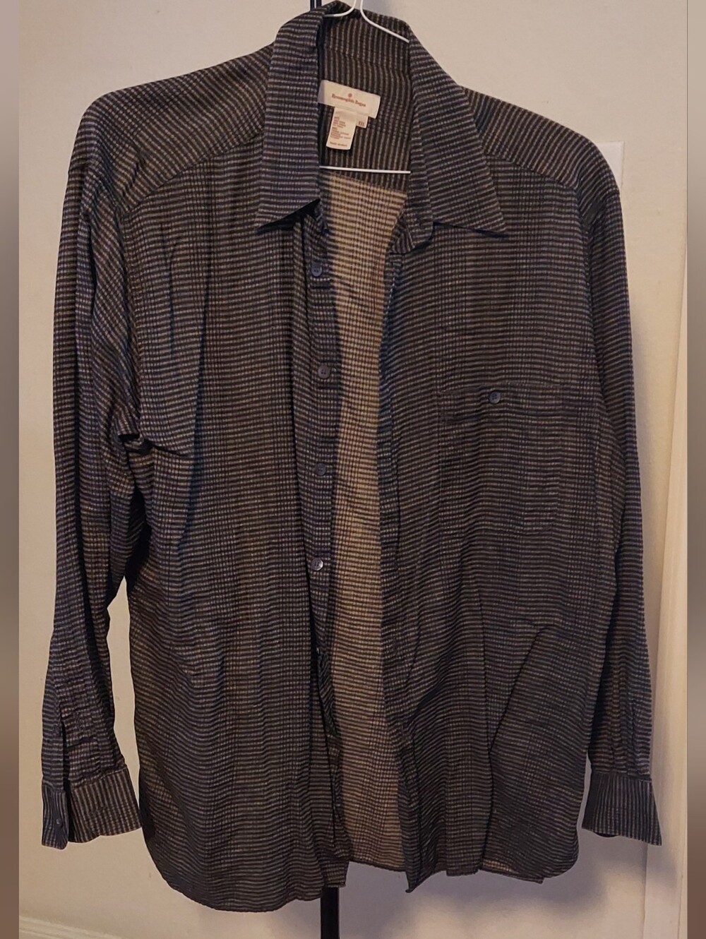Ermenegildo Zegna Charcoal and Light Gray Micro-Stripe Shirt Jacket